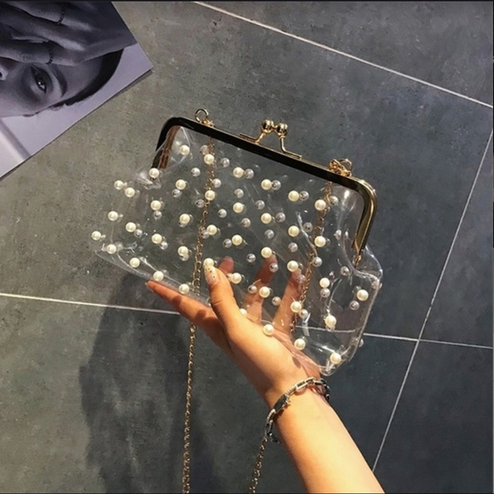 Women’s Beaded Transparent Crossbody Jelly Bag - Picture 6 of 6